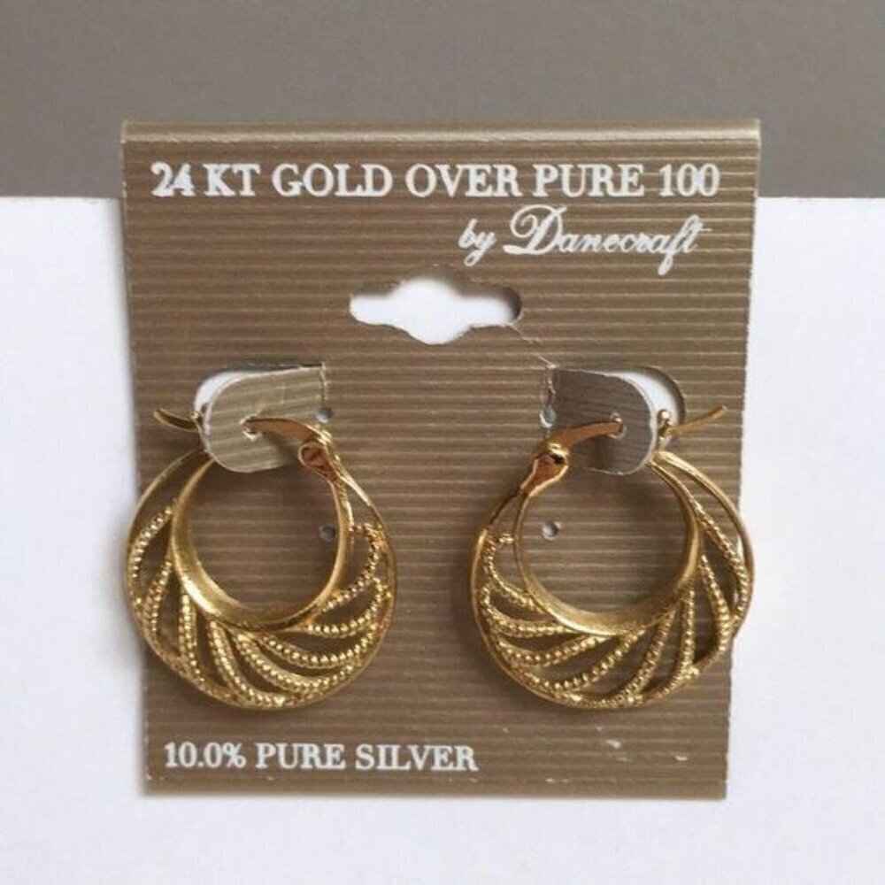 New Danecraft 24KT Gold Over Silver Earrings